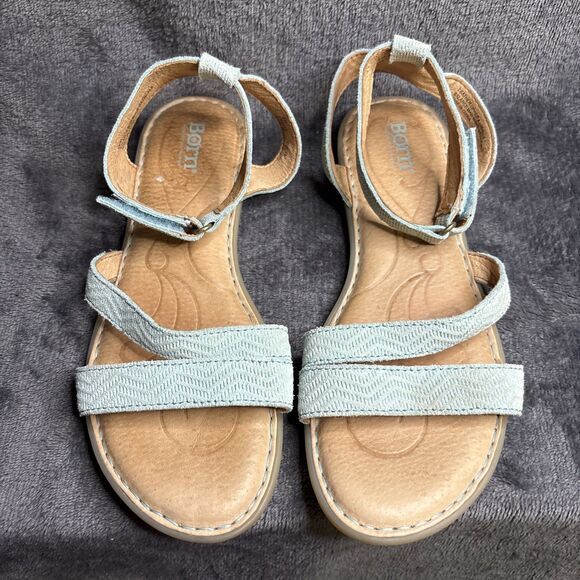 Born Sandal Womens 8M Tourquoise August Pashmina  Adj. Ankle Strap Suede - Picture 1 of 12